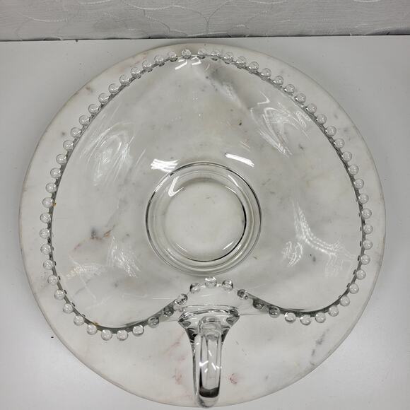 Vintage Imperial Candlewick Hobnail Heart Bowl 9" Clear Glass Handle Bread Candy - Picture 11 of 16